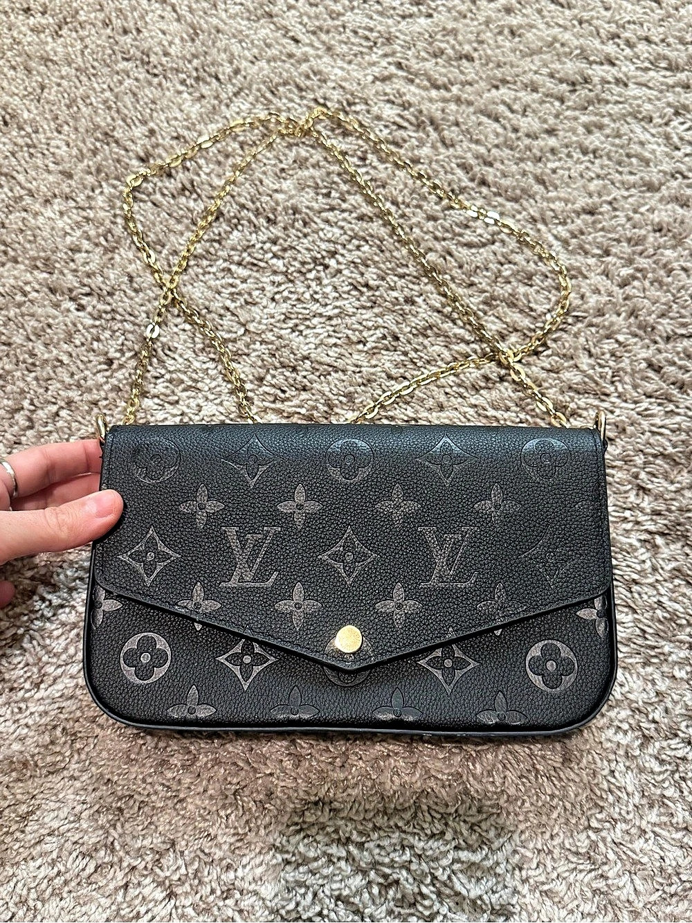 Louis Vuitton Pochette Felicie Black Chain Clutch